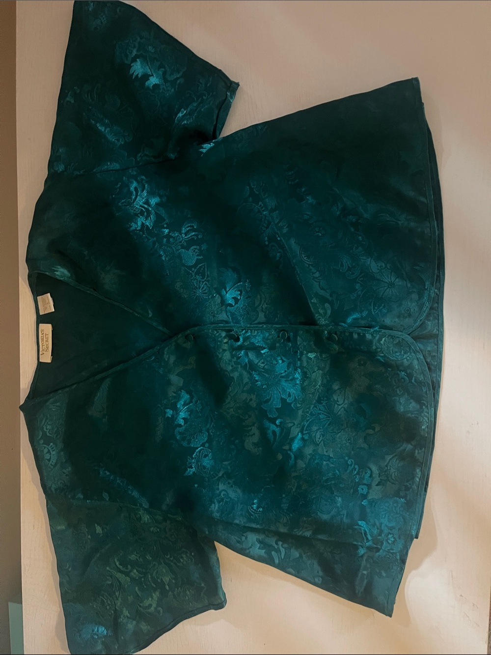 Victoria's Secret Teal Floral Jacquard Button-Down Blouse